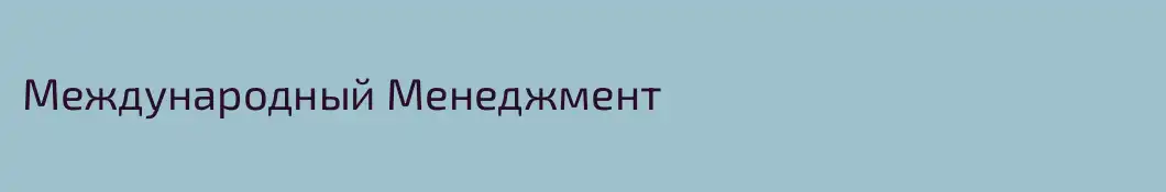 Международный Менеджмент